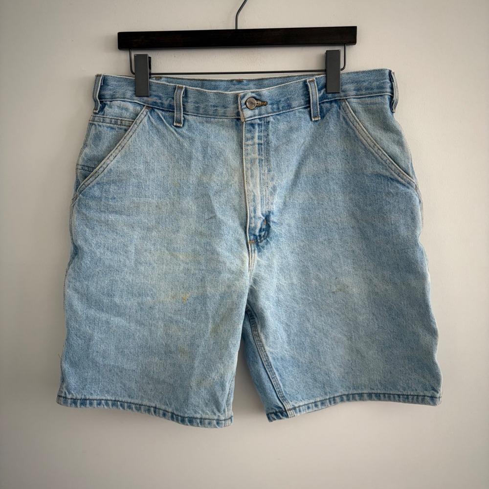 Carhartt Mens B28 BTW Carpenter Denim Shorts Light Wash 36
